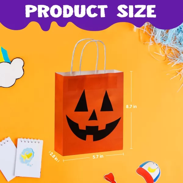 JOYIN 24 Pcs Halloween Colorful Bags with Handles Paper Gift Bags for TrickorTreating Halloween Party Favors and Supplies Halloween Goodie Bags Halloween Candy Bags