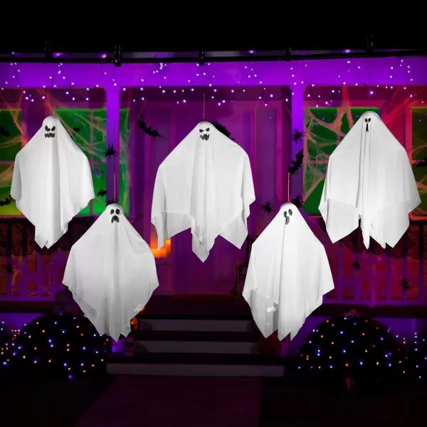 JOYIN 275quot Halloween Hanging Ghosts 5 Pack for Halloween Party Decoration Cute Flying Ghost for Front Yard Patio Lawn Garden Party Dcor and Holiday Halloween Hanging Decorations
