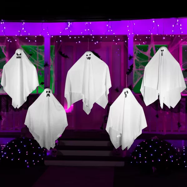 JOYIN 275quot Halloween Hanging Ghosts 5 Pack for Halloween Party Decoration Cute Flying Ghost for Front Yard Patio Lawn Garden Party Dcor and Holiday Halloween Hanging Decorations