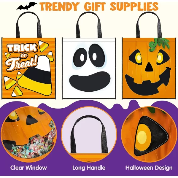 JOYIN 3 PCS Halloween Large Tote Seethrough Bags 225 x 1375 Grocery Tote Trick or Treat Grocery Goody Bags for Trick or Treating Grocery Shopping and More
