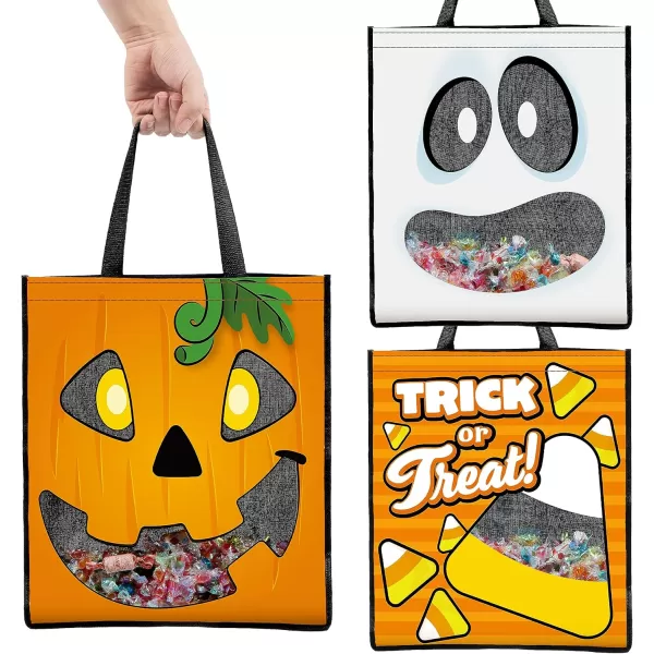 JOYIN 3 PCS Halloween Large Tote Seethrough Bags 225 x 1375 Grocery Tote Trick or Treat Grocery Goody Bags for Trick or Treating Grocery Shopping and More