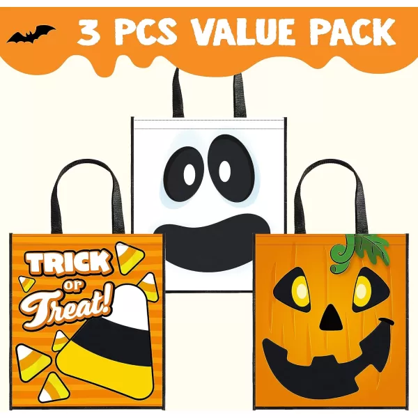 JOYIN 3 PCS Halloween Large Tote Seethrough Bags 225 x 1375 Grocery Tote Trick or Treat Grocery Goody Bags for Trick or Treating Grocery Shopping and More