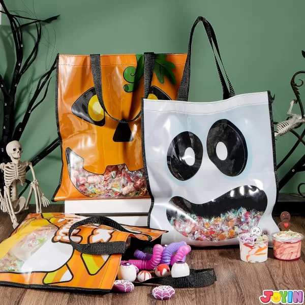 JOYIN 3 PCS Halloween Large Tote Seethrough Bags 225 x 1375 Grocery Tote Trick or Treat Grocery Goody Bags for Trick or Treating Grocery Shopping and More