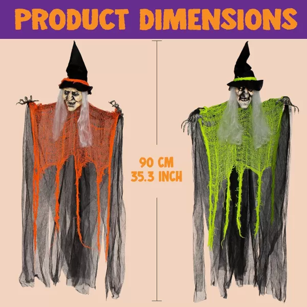 JOYIN 3 Pack 353quot Hanging Witch with Bendable Arms Halloween Indoor and Outdoor Decorations
