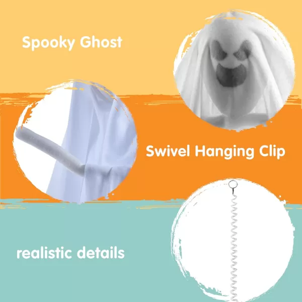 JOYIN 3 Pcs 275quot Halloween Decorations Outdoor Hanging Ghosts with Elastic Hangers Halloween Ghost Decor Halloween Hanging SemiSheer Decor for Tree Yard Patio Porch Haunted House Prop Party Decor