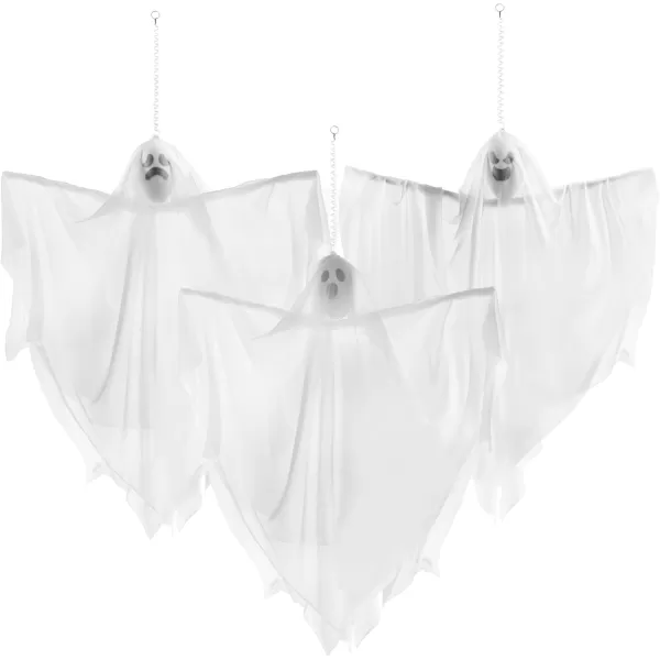 JOYIN 3 Pcs 275quot Halloween Decorations Outdoor Hanging Ghosts with Elastic Hangers Halloween Ghost Decor Halloween Hanging SemiSheer Decor for Tree Yard Patio Porch Haunted House Prop Party Decor