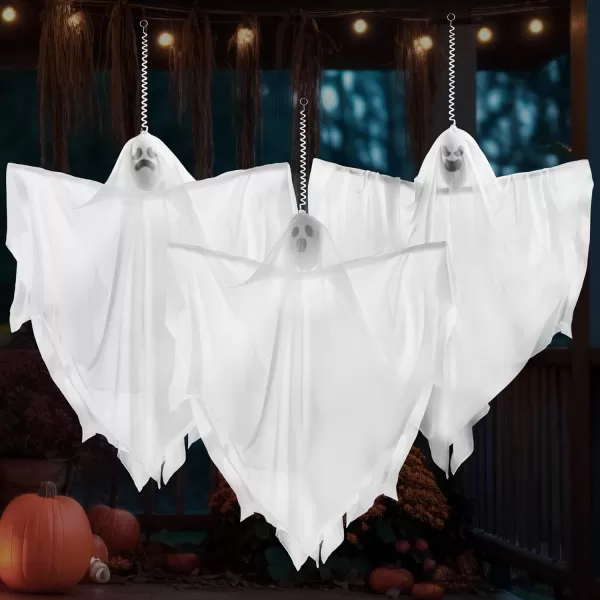 JOYIN 3 Pcs 275quot Halloween Decorations Outdoor Hanging Ghosts with Elastic Hangers Halloween Ghost Decor Halloween Hanging SemiSheer Decor for Tree Yard Patio Porch Haunted House Prop Party Decor