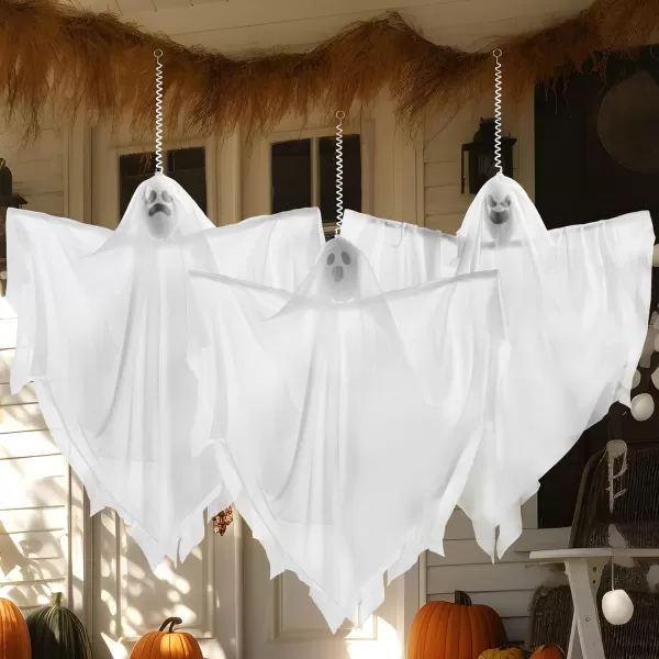 JOYIN 3 Pcs 275quot Halloween Decorations Outdoor Hanging Ghosts with Elastic Hangers Halloween Ghost Decor Halloween Hanging SemiSheer Decor for Tree Yard Patio Porch Haunted House Prop Party Decor