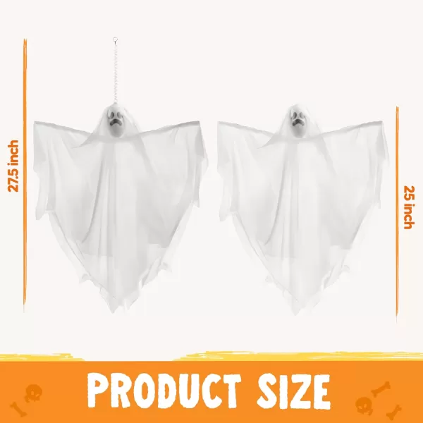 JOYIN 3 Pcs 275quot Halloween Decorations Outdoor Hanging Ghosts with Elastic Hangers Halloween Ghost Decor Halloween Hanging SemiSheer Decor for Tree Yard Patio Porch Haunted House Prop Party Decor