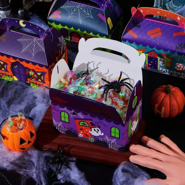 JOYIN 32 Pcs Halloween Trick or Treat Candy Boxes 56quotx566quotx35quot 3D Halloween House Cardboard Treat Boxes Cupcake Cookie Goodie Boxs for Halloween Party Favor SuppliesTrick or Treat Boes