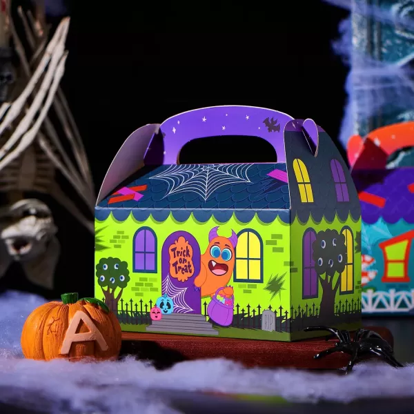 JOYIN 32 Pcs Halloween Trick or Treat Candy Boxes 56quotx566quotx35quot 3D Halloween House Cardboard Treat Boxes Cupcake Cookie Goodie Boxs for Halloween Party Favor SuppliesTrick or Treat Boes