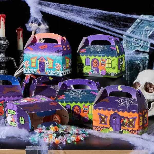 JOYIN 32 Pcs Halloween Trick or Treat Candy Boxes 56quotx566quotx35quot 3D Halloween House Cardboard Treat Boxes Cupcake Cookie Goodie Boxs for Halloween Party Favor SuppliesTrick or Treat Boes