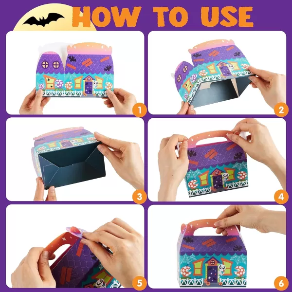 JOYIN 32 Pcs Halloween Trick or Treat Candy Boxes 56quotx566quotx35quot 3D Halloween House Cardboard Treat Boxes Cupcake Cookie Goodie Boxs for Halloween Party Favor SuppliesTrick or Treat Boes