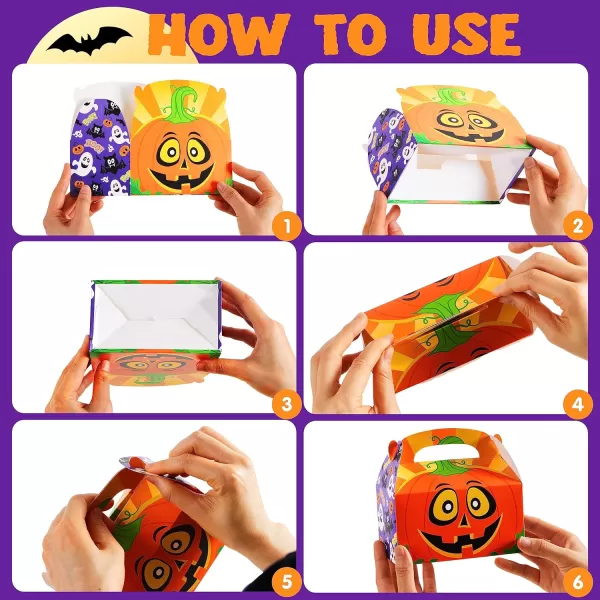 JOYIN 36 PCS Halloween Cardboard Treat Boxes Trick or Treat Candy Boxes Cookies Goodie Bags for Halloween Party Favor Supplies Classroom Exchange Goody Bags