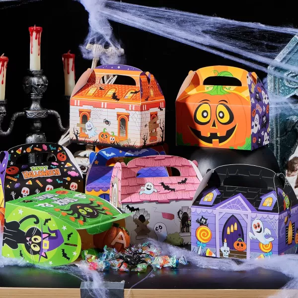 JOYIN 36 PCS Halloween Cardboard Treat Boxes Trick or Treat Candy Boxes Cookies Goodie Bags for Halloween Party Favor Supplies Classroom Exchange Goody Bags