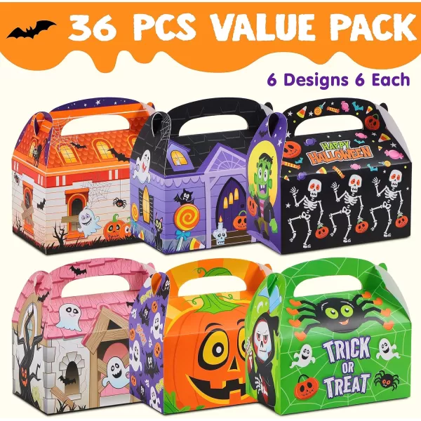 JOYIN 36 PCS Halloween Cardboard Treat Boxes Trick or Treat Candy Boxes Cookies Goodie Bags for Halloween Party Favor Supplies Classroom Exchange Goody Bags