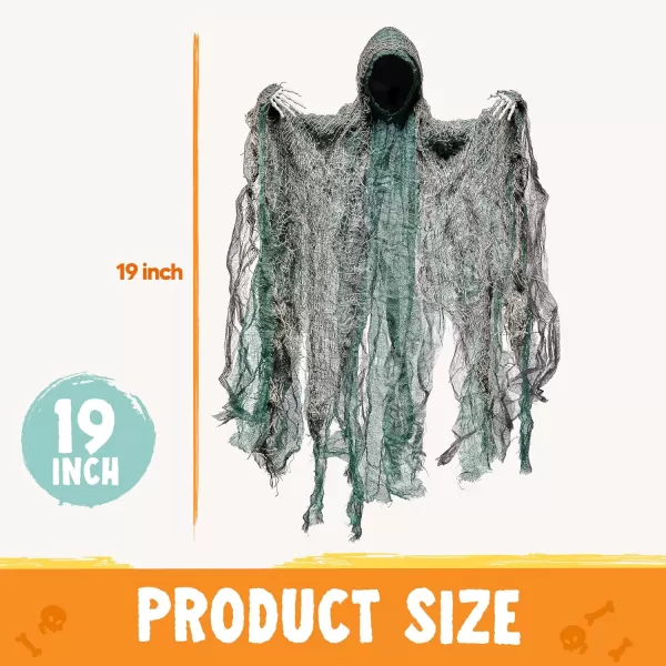 JOYIN 4 Pack 19 Halloween Hanging Ghost Decoration Outdoor Faceless Grim Reaper Set with Posable Arms in Dark Horror Robe for Halloween Party Decorations Tree Yard Patio Haunted House Decor