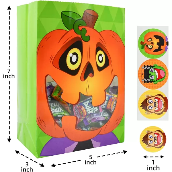 JOYIN 60 PCS Halloween Treat Bags with Transparent Clear Window Halloween Candy Bags in 6 Designs with Stickers Halloween Goodie Gift Bags Halloween SeeThrough Trick or Treat Bags for Party Favors