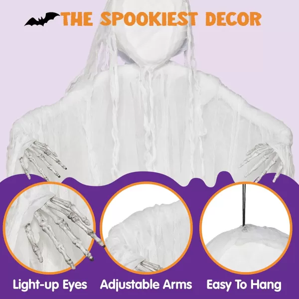 JOYIN 63 Halloween Decorations Outdoor Grim ReaperDark Faceless Hanging Ghost Decor in Black Horror Robe for Halloween Yard Tree Graveyard Hanging Decorations Haunted House Outside DecorWhite