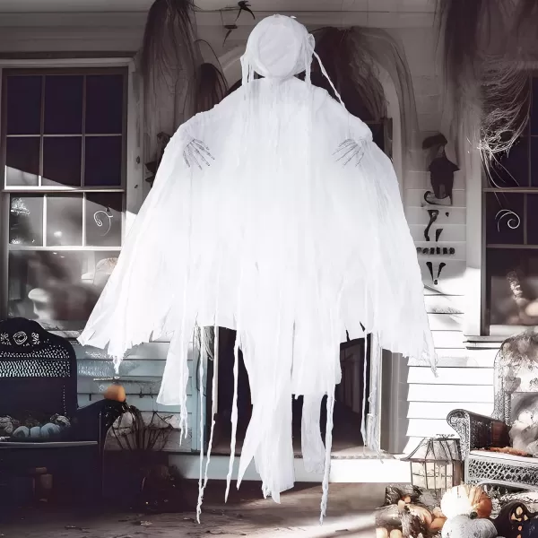 JOYIN 63 Halloween Decorations Outdoor Grim ReaperDark Faceless Hanging Ghost Decor in Black Horror Robe for Halloween Yard Tree Graveyard Hanging Decorations Haunted House Outside DecorWhite
