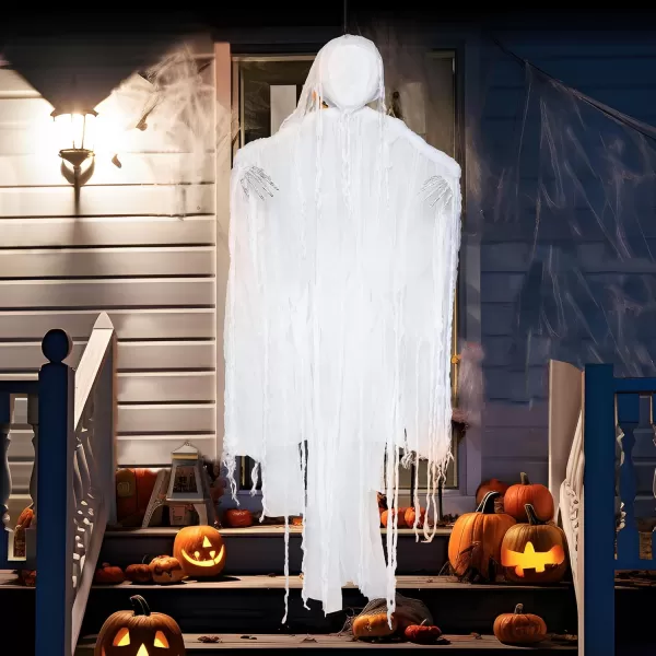 JOYIN 63 Halloween Decorations Outdoor Grim ReaperDark Faceless Hanging Ghost Decor in Black Horror Robe for Halloween Yard Tree Graveyard Hanging Decorations Haunted House Outside DecorWhite