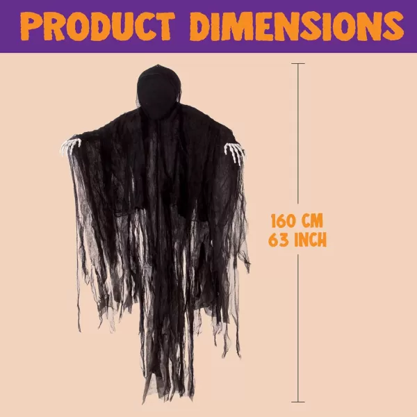 JOYIN 63 Halloween Decorations Outdoor Grim ReaperDark Faceless Hanging Ghost Decor in Black Horror Robe for Halloween Yard Tree Graveyard Hanging Decorations Haunted House Outside DecorBlack