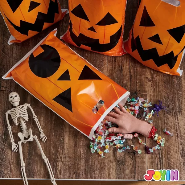 JOYIN 72 Pcs Halloween Goodie Bags Pumpkin Plastic Candy Bags for Kids Trick or Treating Halloween Jack o Lantern Trick or Treat Bags for Halloween Snacks Party Favors Treats Party Supplies