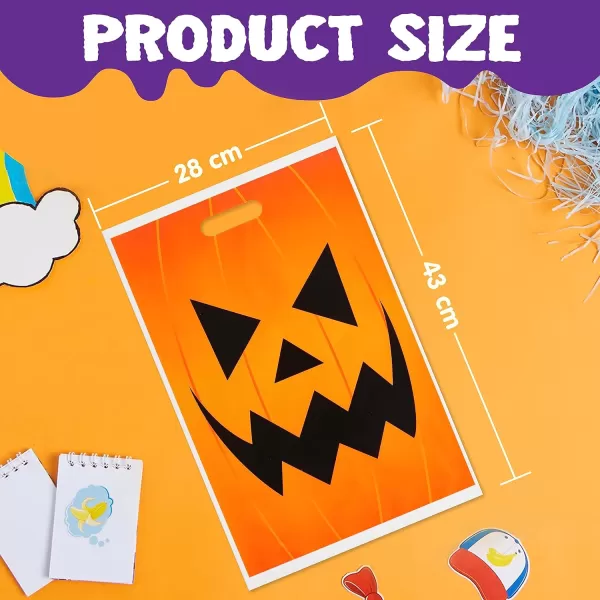 JOYIN 72 Pcs Halloween Goodie Bags Pumpkin Plastic Candy Bags for Kids Trick or Treating Halloween Jack o Lantern Trick or Treat Bags for Halloween Snacks Party Favors Treats Party Supplies