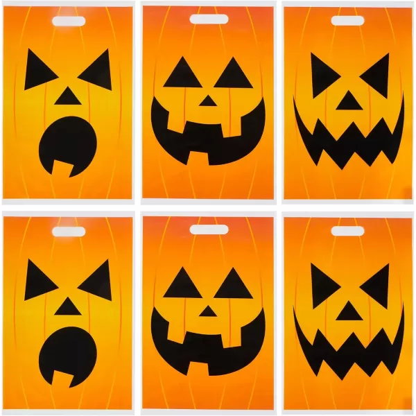 JOYIN 72 Pcs Halloween Goodie Bags Pumpkin Plastic Candy Bags for Kids Trick or Treating Halloween Jack o Lantern Trick or Treat Bags for Halloween Snacks Party Favors Treats Party Supplies