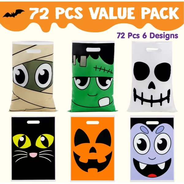 JOYIN 72 Pcs Halloween Goodie Bags for TrickorTreating Halloween Snacks Halloween Party Favors Event Party Favor Supplies Halloween Trick or Treat Bags Classroom Goody Bags