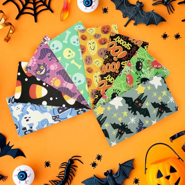 JOYIN 72 pcs 8 Assorted Designs Halloween Paper Candy Treat Bags for Kids Halloween Party Favors Halloween Snacks Event Party Favor Supplies Halloween Trick or Treat Bags Classroom Goody Bags