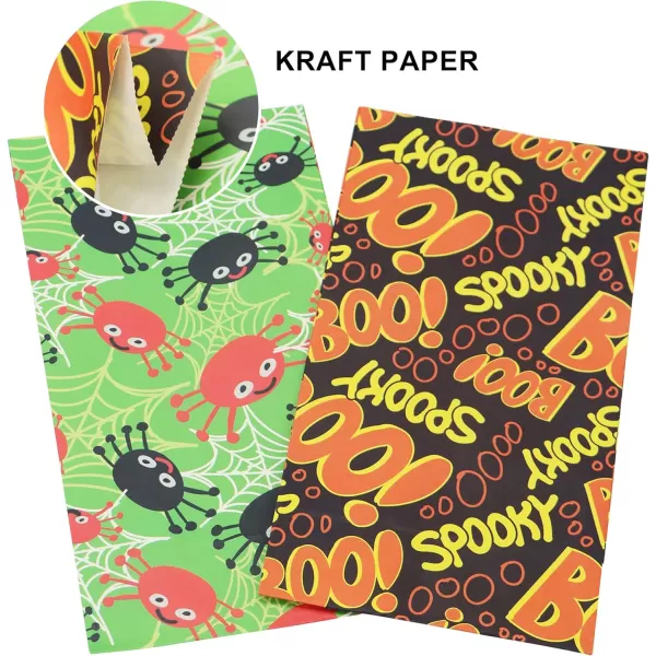 JOYIN 72 pcs 8 Assorted Designs Halloween Paper Candy Treat Bags for Kids Halloween Party Favors Halloween Snacks Event Party Favor Supplies Halloween Trick or Treat Bags Classroom Goody Bags
