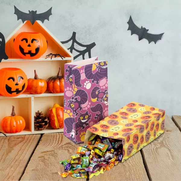 JOYIN 72 pcs 8 Assorted Designs Halloween Paper Candy Treat Bags for Kids Halloween Party Favors Halloween Snacks Event Party Favor Supplies Halloween Trick or Treat Bags Classroom Goody Bags
