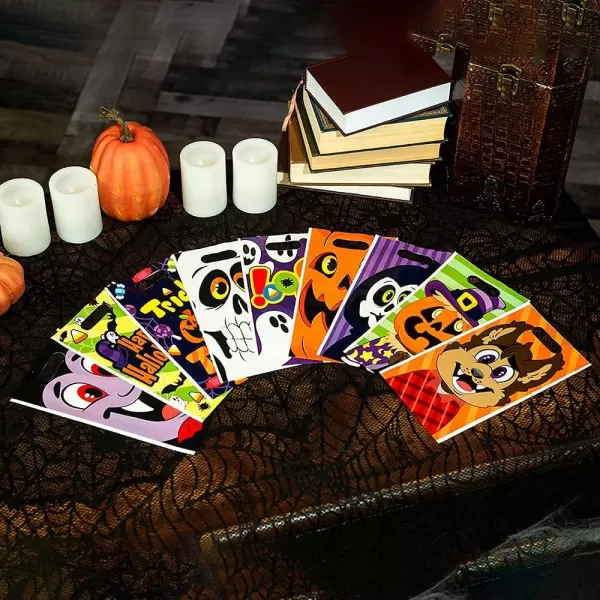 JOYIN 90 Pcs Halloween Treat Bags Halloween Plastic Goodie Bags with 9 Character Designs Halloween Candy Bags for Kids TrickorTreating Halloween Party Favors Halloween Treats and Gift
