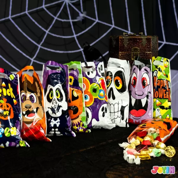 JOYIN 90 Pcs Halloween Treat Bags Halloween Plastic Goodie Bags with 9 Character Designs Halloween Candy Bags for Kids TrickorTreating Halloween Party Favors Halloween Treats and Gift
