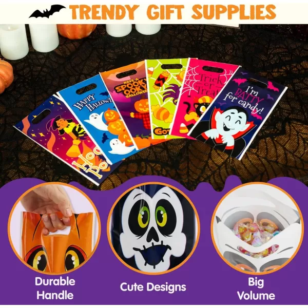JOYIN 90 Pcs Halloween Treat Bags Halloween Plastic Goodie Bags with 9 Character Designs Halloween Candy Bags for Kids TrickorTreating Halloween Party Favors Halloween Treats and Gift