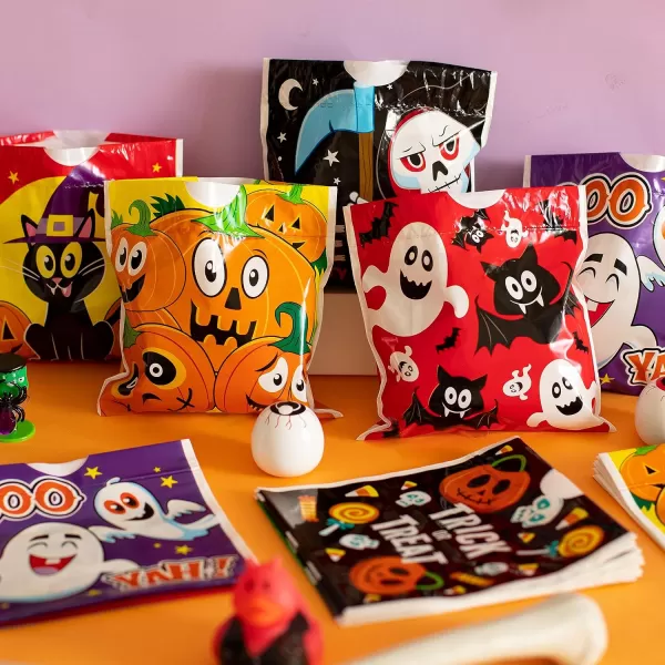 JOYIN 96 Halloween Drawstring Treat Bags 6quotx6quot Halloween Goody Bags for Kids Trick or Treat Goodie Bags Classroom Halloween Party Favor Supplies