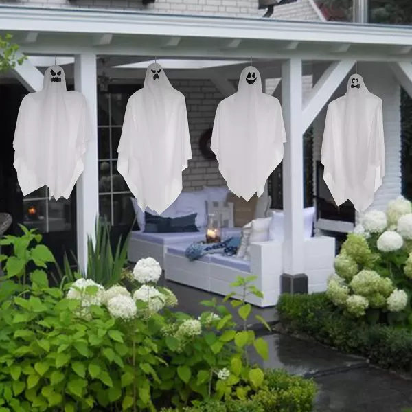 JOYIN Halloween Hanging Ghosts4 Pack Two in 355 and Two in 275 for Halloween Party Decoration Cute Flying Ghost for Front Yard Patio Lawn Garden Party Dcor and Halloween Hanging Decorations
