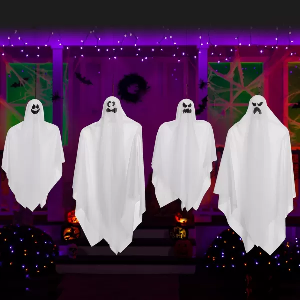JOYIN Halloween Hanging Ghosts4 Pack Two in 355 and Two in 275 for Halloween Party Decoration Cute Flying Ghost for Front Yard Patio Lawn Garden Party Dcor and Halloween Hanging Decorations