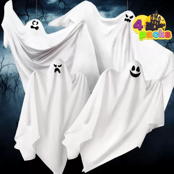 JOYIN Halloween Hanging Ghosts4 Pack Two in 355 and Two in 275 for Halloween Party Decoration Cute Flying Ghost for Front Yard Patio Lawn Garden Party Dcor and Halloween Hanging Decorations