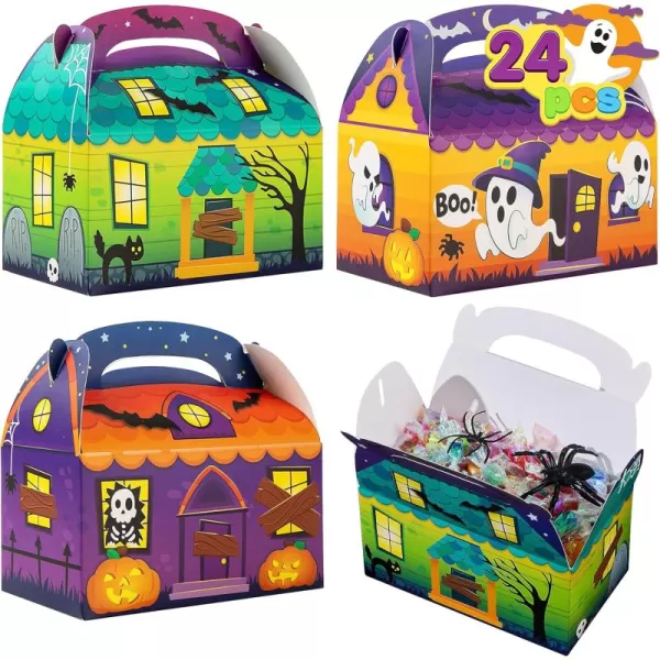 JOYIN 24 PCs 3D Halloween House Cardboard Treat Boxes 6quotx6quotx35quot Trick or Treat Candy Boxes Cookies Goodie Bags for Halloween Party Favor Supplies