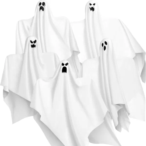 JOYIN 275quot Halloween Hanging Ghosts 5 Pack for Halloween Party Decoration Cute Flying Ghost for Front Yard Patio Lawn Garden Party Dcor and Holiday Halloween Hanging Decorations