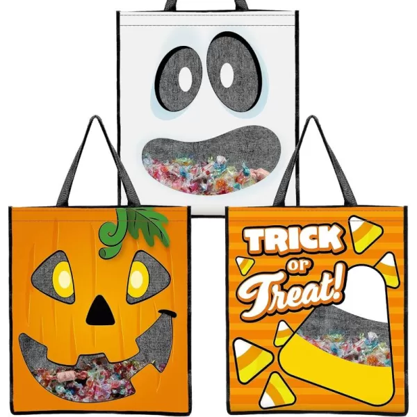 JOYIN 3 PCS Halloween Large Tote Seethrough Bags 225 x 1375 Grocery Tote Trick or Treat Grocery Goody Bags for Trick or Treating Grocery Shopping and More