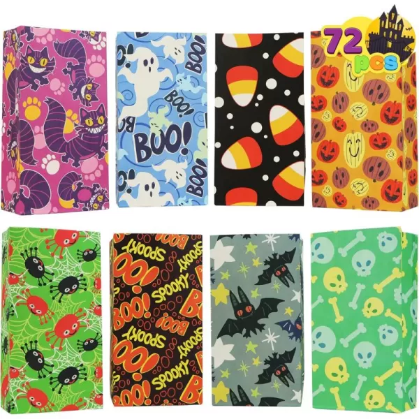 JOYIN 72 pcs 8 Assorted Designs Halloween Paper Candy Treat Bags for Kids Halloween Party Favors Halloween Snacks Event Party Favor Supplies Halloween Trick or Treat Bags Classroom Goody Bags