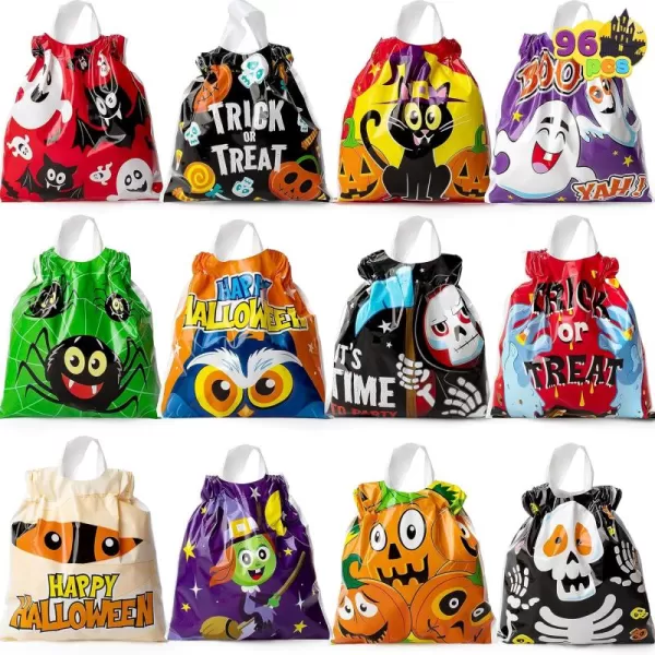 JOYIN 96 Halloween Drawstring Treat Bags 6quotx6quot Halloween Goody Bags for Kids Trick or Treat Goodie Bags Classroom Halloween Party Favor Supplies