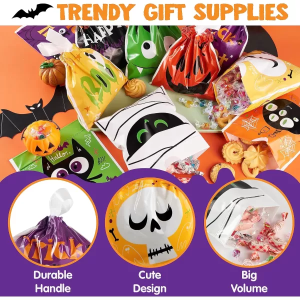 JOYIN 108 Pcs Halloween Drawstring Treat Bags with 9 Character Designs Mini Halloween Goodie Gift Bags Trick or Treat Candy Bags for Halloween Party Favor