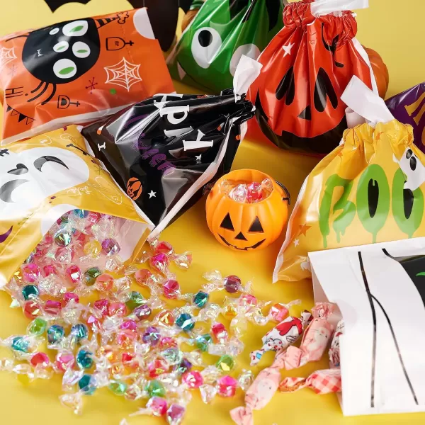 JOYIN 108 Pcs Halloween Drawstring Treat Bags with 9 Character Designs Mini Halloween Goodie Gift Bags Trick or Treat Candy Bags for Halloween Party Favor