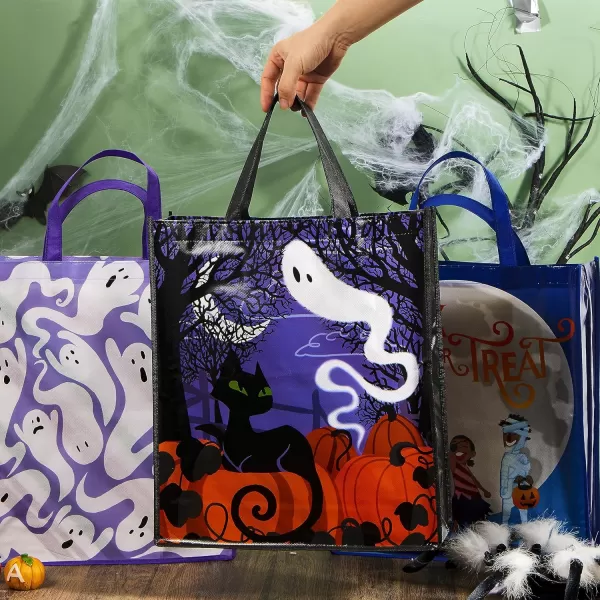 JOYIN 12 Halloween Large Treat Goody Tote Bags 17 x 15 for Halloween Trick or Treat Candy Bags Gift Goodie Bags School Classroom Bags Party Favor Supplies