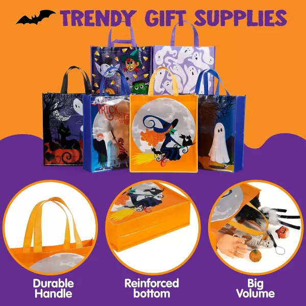 JOYIN 12 Halloween Large Treat Goody Tote Bags 17 x 15 for Halloween Trick or Treat Candy Bags Gift Goodie Bags School Classroom Bags Party Favor Supplies