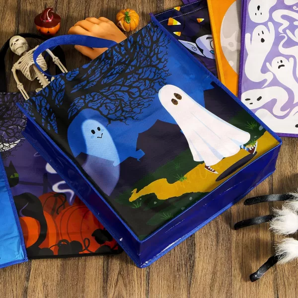 JOYIN 12 Halloween Large Treat Goody Tote Bags 17 x 15 for Halloween Trick or Treat Candy Bags Gift Goodie Bags School Classroom Bags Party Favor Supplies